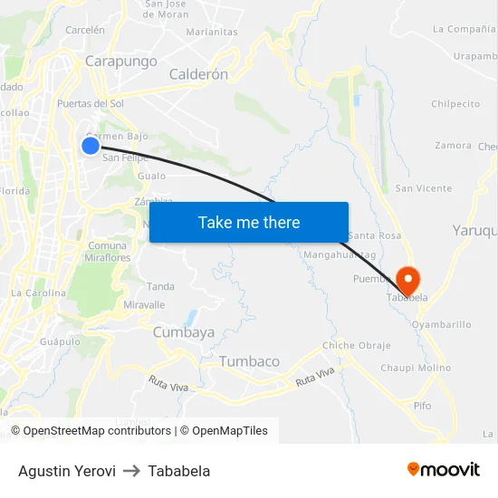 Agustin Yerovi to Tababela map