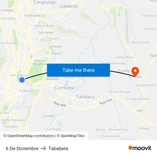 6 De Diciembre to Tababela map