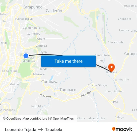 Leonardo Tejada to Tababela map