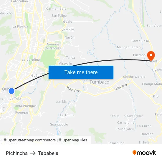Pichincha to Tababela map