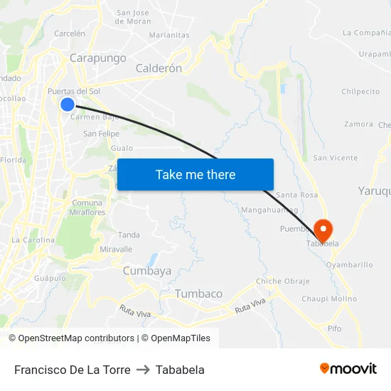 Francisco De La Torre to Tababela map