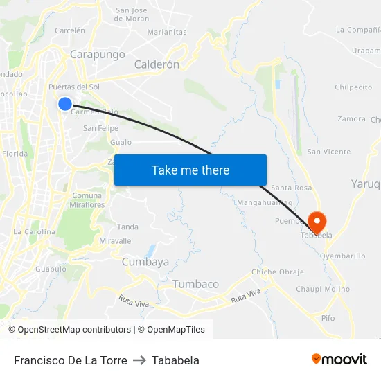 Francisco De La Torre to Tababela map