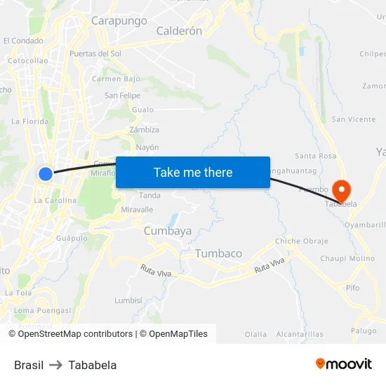 Brasil to Tababela map