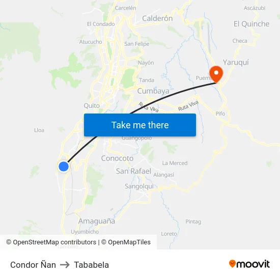 Condor Ñan to Tababela map