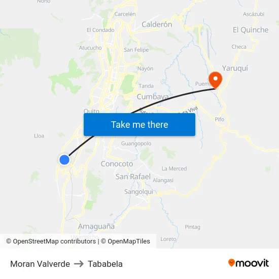 Moran Valverde to Tababela map