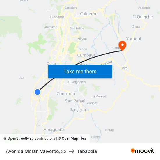 Avenida Moran Valverde, 22 to Tababela map