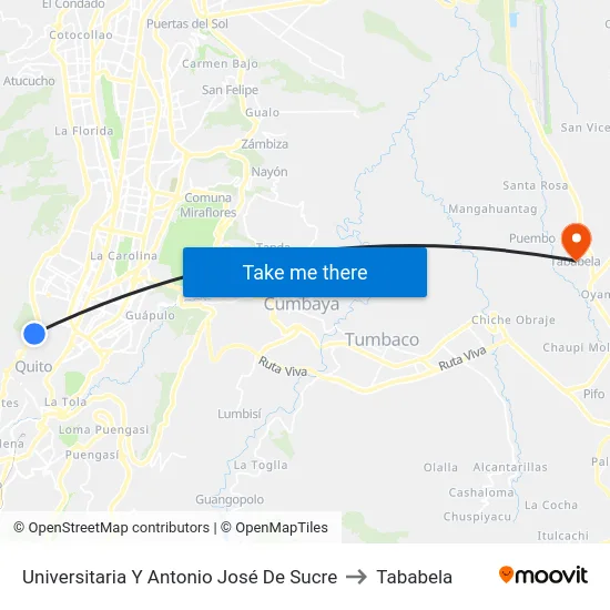 Universitaria Y Antonio José De Sucre to Tababela map