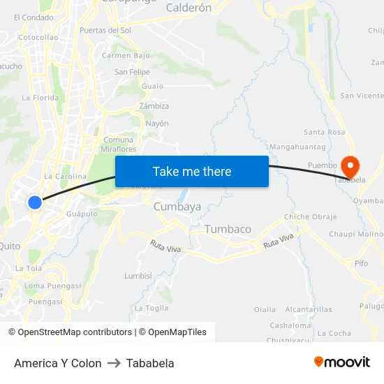 America Y Colon to Tababela map