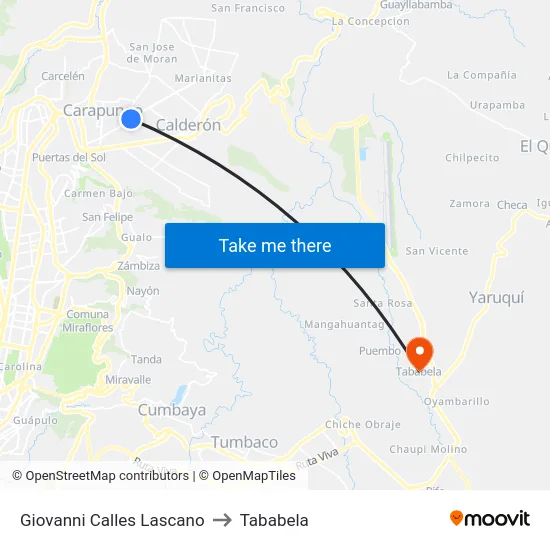 Giovanni Calles Lascano to Tababela map