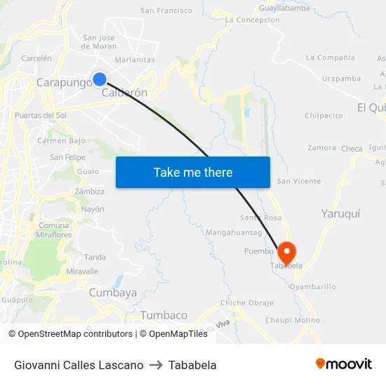 Giovanni Calles Lascano to Tababela map