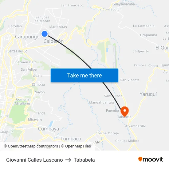 Giovanni Calles Lascano to Tababela map