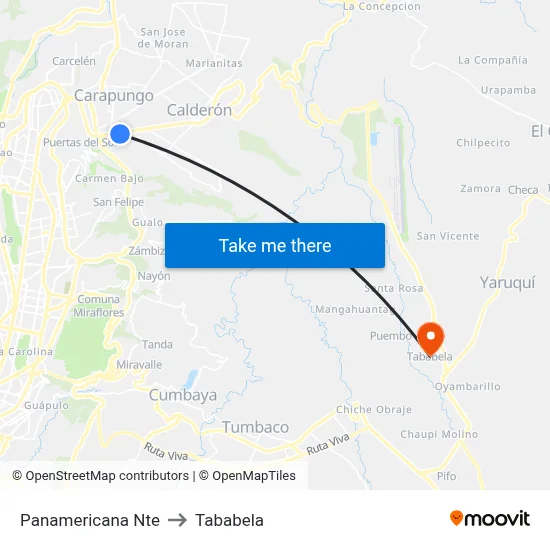 Panamericana Nte to Tababela map