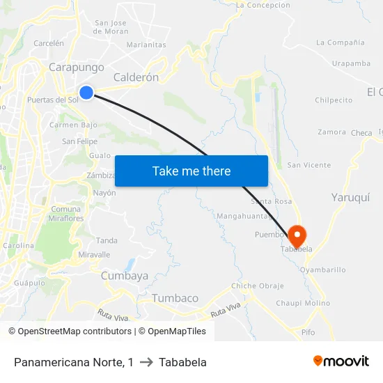 Panamericana Norte, 1 to Tababela map