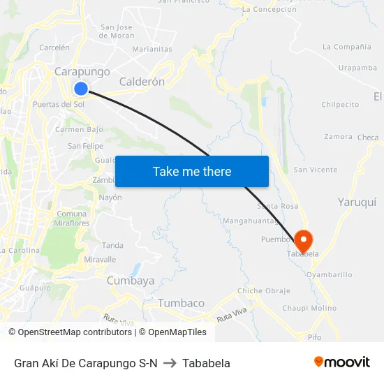 Gran Akí De Carapungo S-N to Tababela map