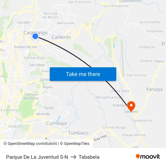 Parque De La Juventud S-N to Tababela map