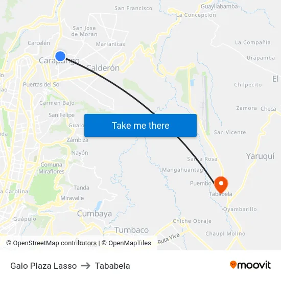 Galo Plaza Lasso to Tababela map