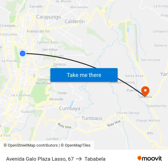 Avenida Galo Plaza Lasso, 67 to Tababela map