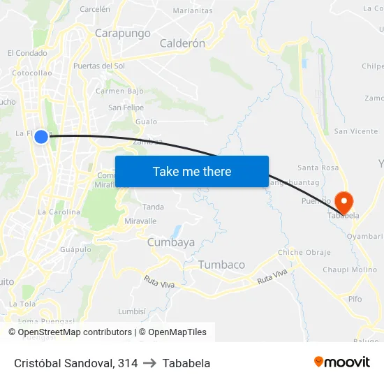 Cristóbal Sandoval, 314 to Tababela map