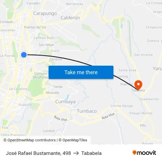 José Rafael Bustamante, 498 to Tababela map