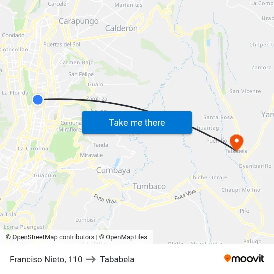 Franciso Nieto, 110 to Tababela map