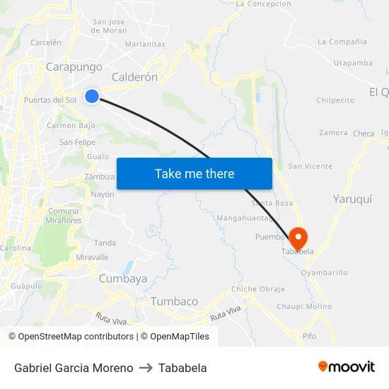 Gabriel Garcia Moreno to Tababela map