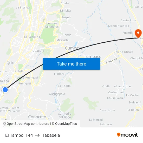 El Tambo, 144 to Tababela map