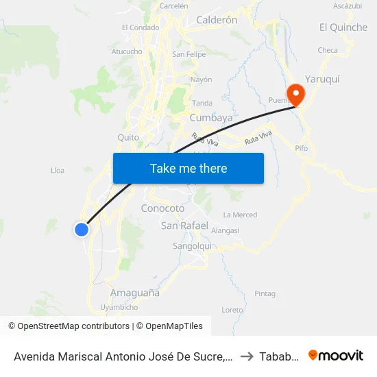 Avenida Mariscal Antonio José De Sucre, 1940 to Tababela map