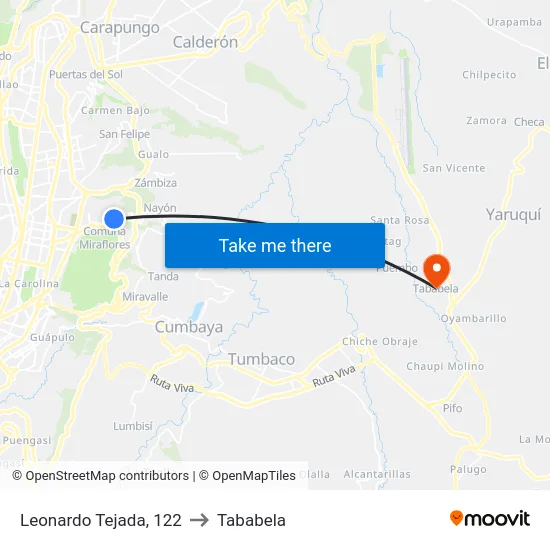 Leonardo Tejada, 122 to Tababela map