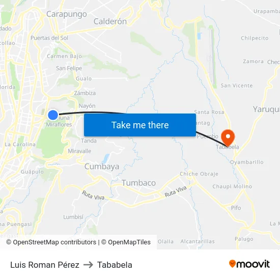 Luis Roman Pérez to Tababela map