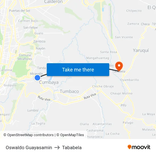 Oswaldo Guayasamin to Tababela map