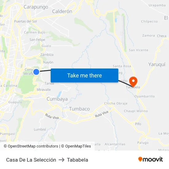Casa De La Selección to Tababela map