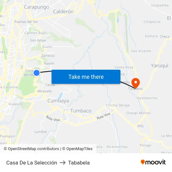 Casa De La Selección to Tababela map
