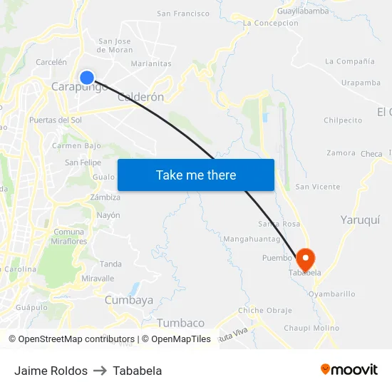 Jaime Roldos to Tababela map