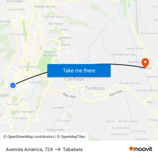 Avenida América, 724 to Tababela map