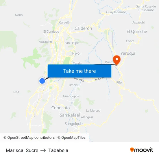 Mariscal Sucre to Tababela map