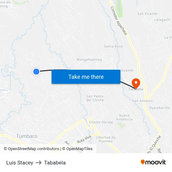 Luis Stacey to Tababela map
