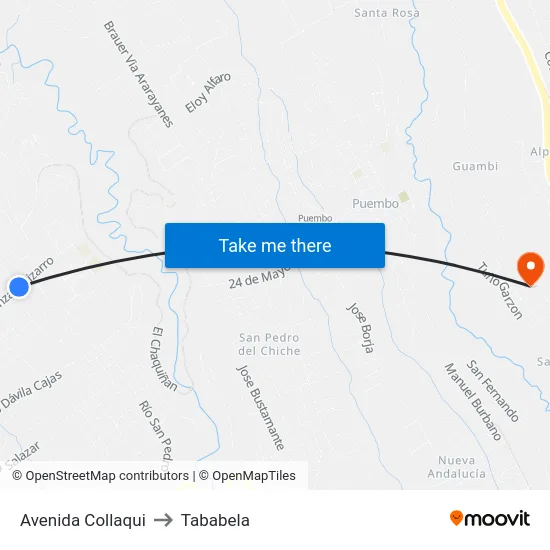 Avenida Collaqui to Tababela map