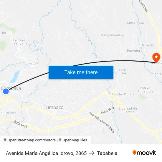 Avenida María Angélica Idrovo, 2865 to Tababela map