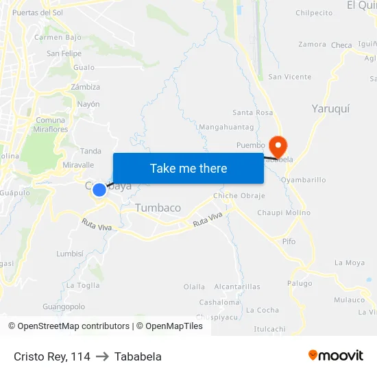 Cristo Rey, 114 to Tababela map
