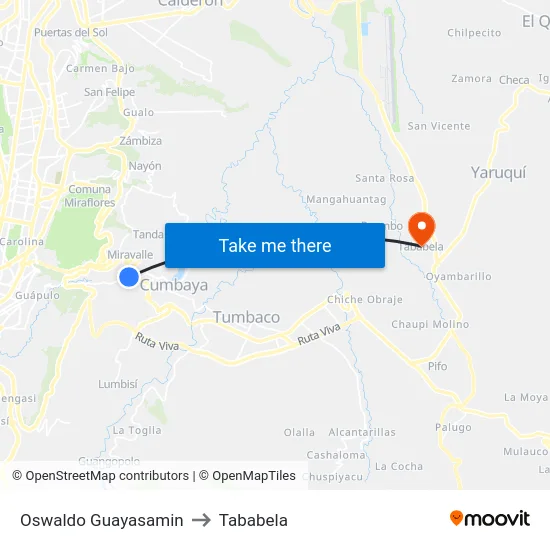 Oswaldo Guayasamin to Tababela map