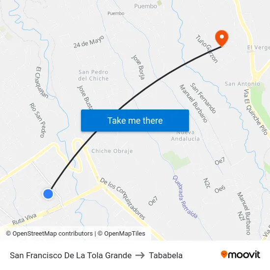 San Francisco De La Tola Grande to Tababela map
