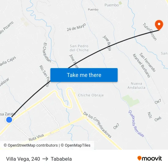 Villa Vega, 240 to Tababela map
