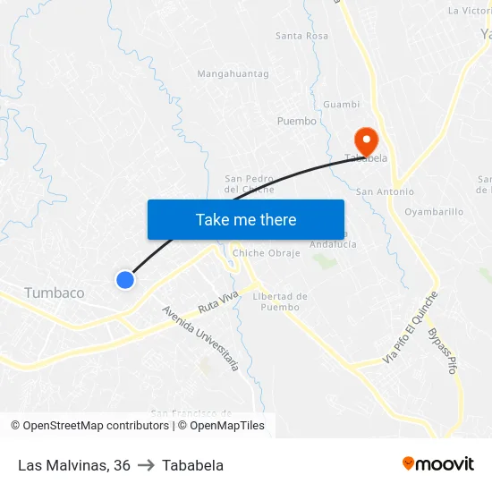 Las Malvinas, 36 to Tababela map
