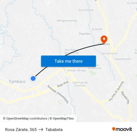 Rosa Zárate, 365 to Tababela map