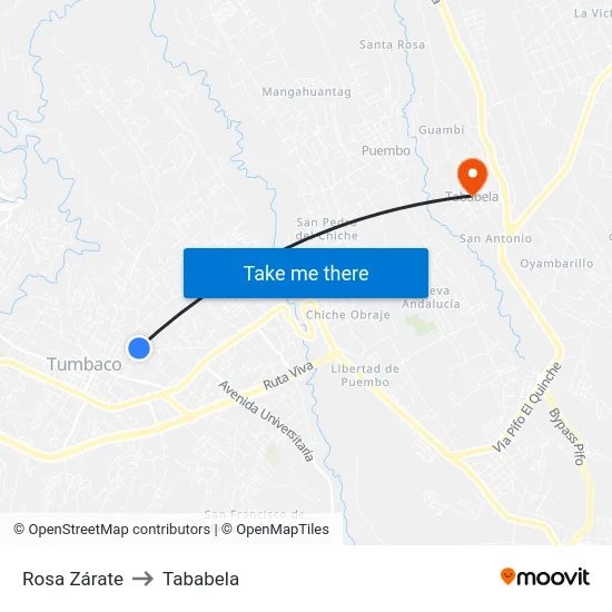 Rosa Zárate to Tababela map