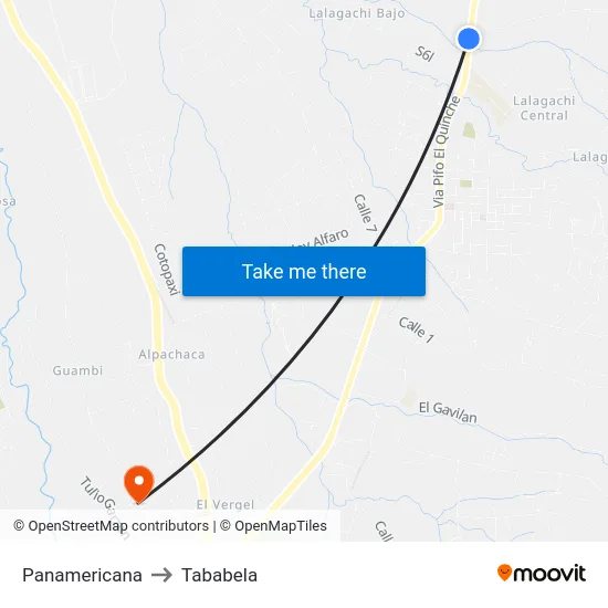 Panamericana to Tababela map