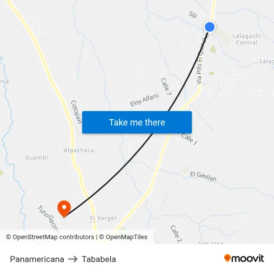 Panamericana to Tababela map