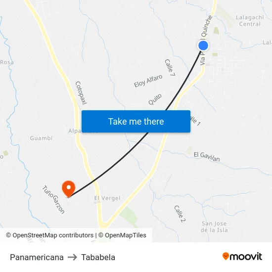 Panamericana to Tababela map