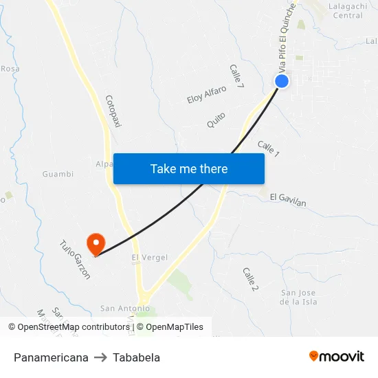 Panamericana to Tababela map