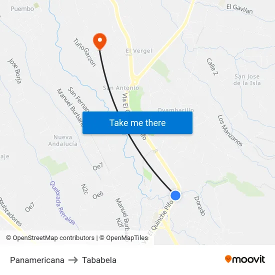 Panamericana to Tababela map